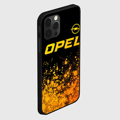 Чехол iPhone 12 Pro Max Opel - gold gradient: символ сверху / 3D-Черный – фото 2