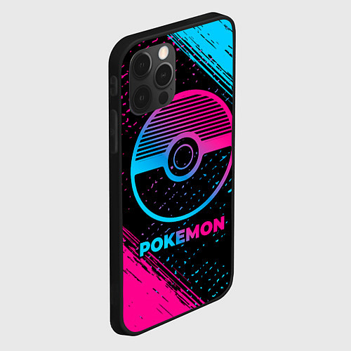 Чехол iPhone 12 Pro Max Pokemon - neon gradient / 3D-Черный – фото 2