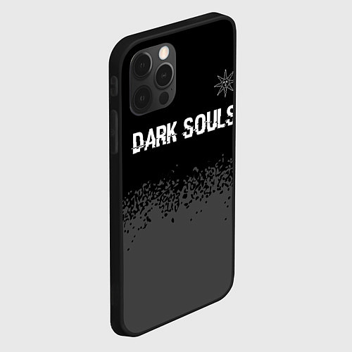 Чехол iPhone 12 Pro Max Dark Souls glitch на темном фоне: символ сверху / 3D-Черный – фото 2