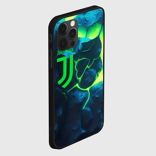 Чехол iPhone 12 Pro Max Juventus green neon / 3D-Черный – фото 2