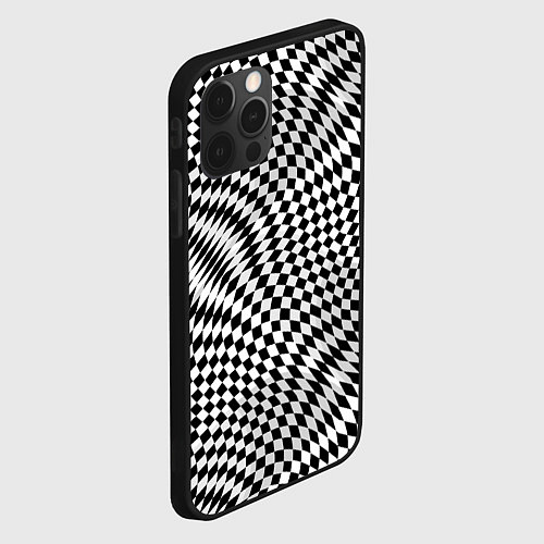 Чехол iPhone 12 Pro Max Черно-белая шахматная иллюзия / 3D-Черный – фото 2