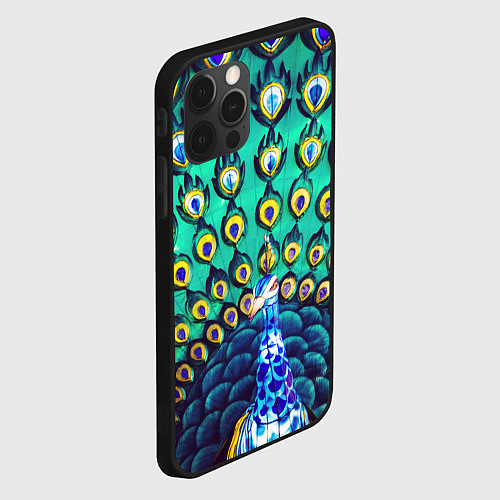 Чехол iPhone 12 Pro Max Павлин во всей красе / 3D-Черный – фото 2