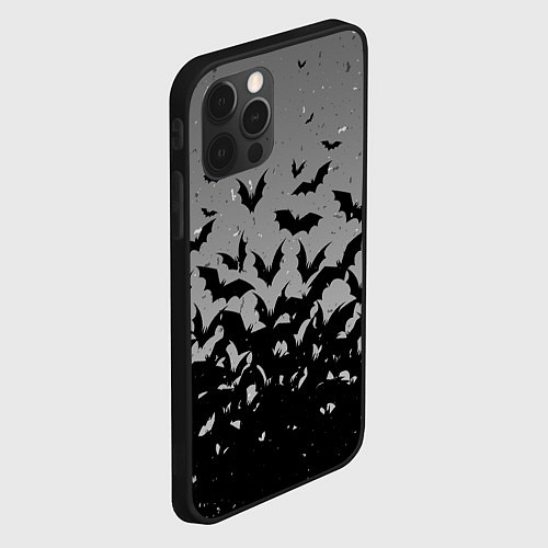 Чехол iPhone 12 Pro Max Серый фон и летучие мыши / 3D-Черный – фото 2
