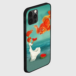 Чехол для iPhone 12 Pro Max Девочка с арбузом и золотая рыбка, цвет: 3D-черный — фото 2