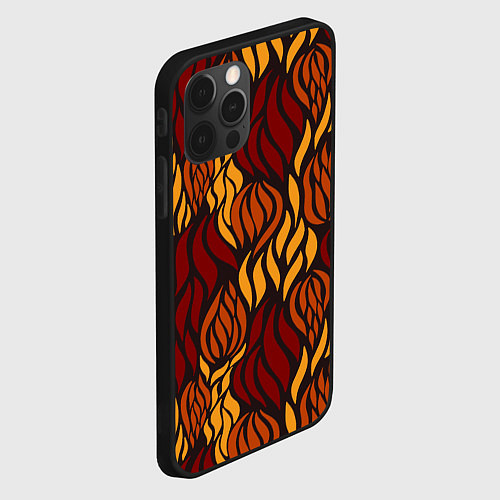 Чехол iPhone 12 Pro Max Hot Flames - паттерн / 3D-Черный – фото 2