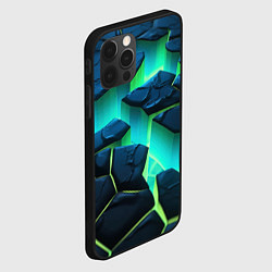 Чехол для iPhone 12 Pro Max Разлом объемных зеленых плит, цвет: 3D-черный — фото 2