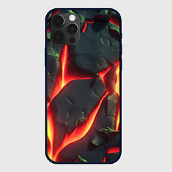 Чехол для iPhone 12 Pro Max Красные плиты с лавой, цвет: 3D-черный