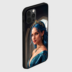 Чехол для iPhone 12 Pro Max Девушка принцесса с синими волосами, цвет: 3D-черный — фото 2