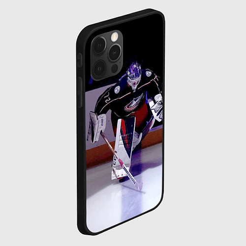 Чехол iPhone 12 Pro Max Sergey Bobrovsky - goalkeeper - Columbus blue jack / 3D-Черный – фото 2