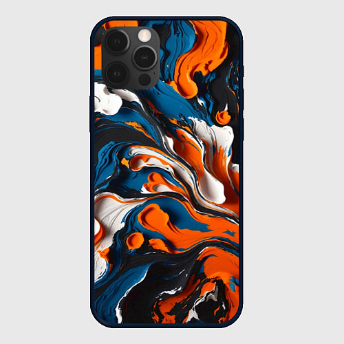 Чехол iPhone 12 Pro Max Акриловые краски - оранжевые / 3D-Черный – фото 1