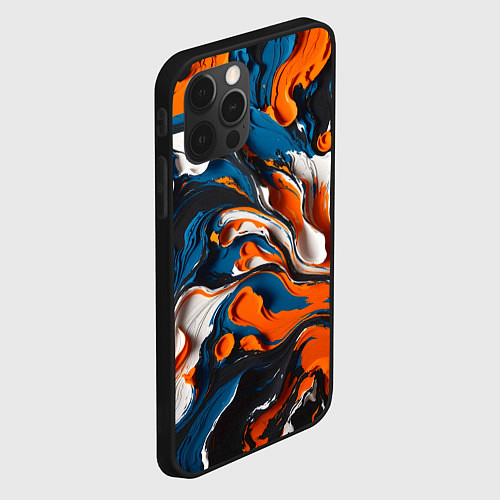 Чехол iPhone 12 Pro Max Акриловые краски - оранжевые / 3D-Черный – фото 2