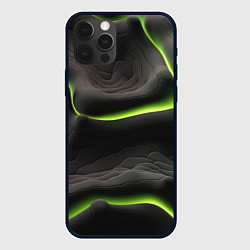 Чехол iPhone 12 Pro Max Green black texture