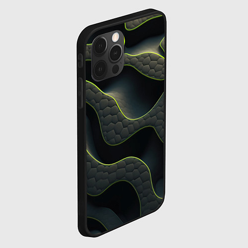 Чехол iPhone 12 Pro Max Объемная темная текстура / 3D-Черный – фото 2
