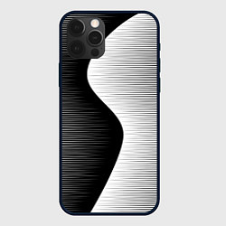 Чехол для iPhone 12 Pro Max Черная белая абстракция зигзаг, цвет: 3D-черный