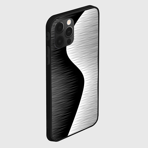 Чехол iPhone 12 Pro Max Черная белая абстракция зигзаг / 3D-Черный – фото 2
