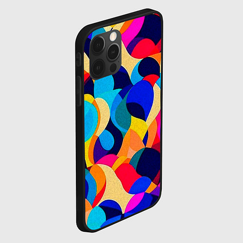 Чехол iPhone 12 Pro Max Яркая абстракция паттерн / 3D-Черный – фото 2