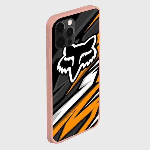 Чехол iPhone 12 Pro Max Fox motocross racing - orange / 3D-Светло-розовый – фото 2