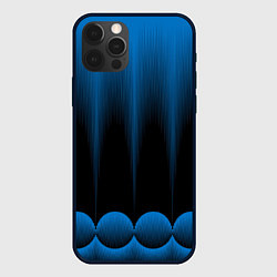 Чехол iPhone 12 Pro Max Сине-черный градиент в полоску