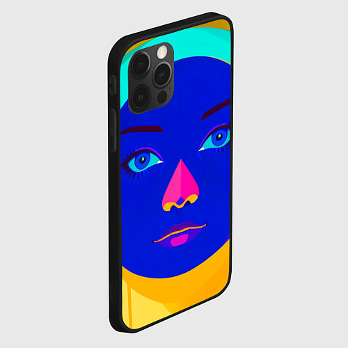Чехол iPhone 12 Pro Max Девушка монашка с синим лицом / 3D-Черный – фото 2