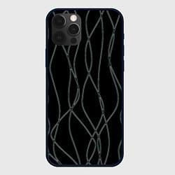 Чехол для iPhone 12 Pro Max Чёрный с кривыми линиями, цвет: 3D-черный
