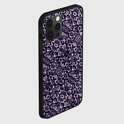 Чехол iPhone 12 Pro Max Фиолетовый паттерн узоры / 3D-Черный – фото 2