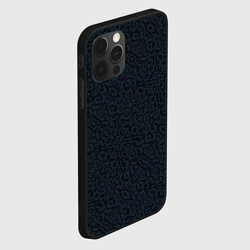Чехол iPhone 12 Pro Max Чёрно-синий паттерн / 3D-Черный – фото 2