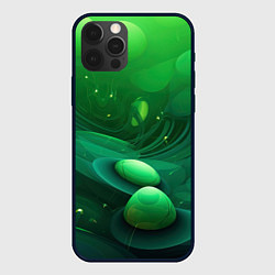 Чехол для iPhone 12 Pro Max Зеленые выпуклые шары текстура, цвет: 3D-черный