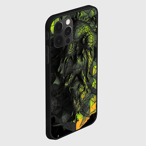 Чехол iPhone 12 Pro Max Зеленая абстрактная текстура / 3D-Черный – фото 2