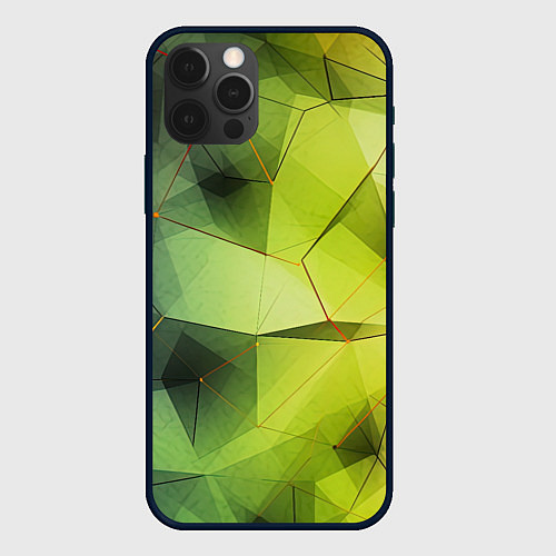 Чехол iPhone 12 Pro Max Зеленая текстура объемная / 3D-Черный – фото 1