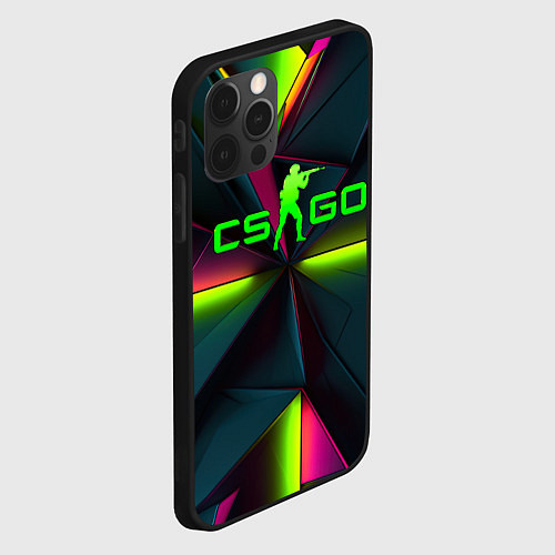 Чехол iPhone 12 Pro Max CS GO green neon / 3D-Черный – фото 2