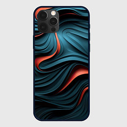 Чехол для iPhone 12 Pro Max Сине-оранжевая абстрактная волна, цвет: 3D-черный