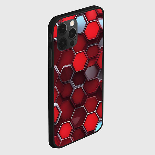 Чехол iPhone 12 Pro Max Cyber hexagon red / 3D-Черный – фото 2