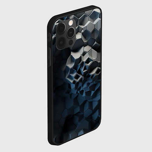 Чехол iPhone 12 Pro Max Каменная текстура / 3D-Черный – фото 2
