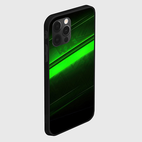 Чехол iPhone 12 Pro Max Green line / 3D-Черный – фото 2