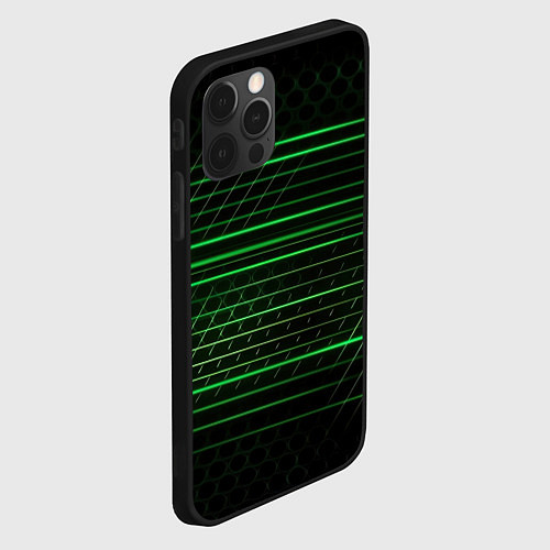 Чехол iPhone 12 Pro Max Green abstract texture / 3D-Черный – фото 2