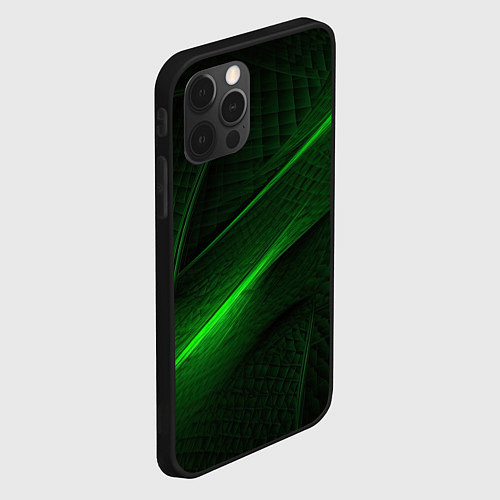 Чехол iPhone 12 Pro Max Green neon lines / 3D-Черный – фото 2