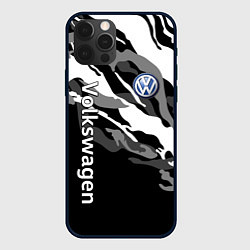 Чехол для iPhone 12 Pro Max Фольцваген - белый камуфляж, цвет: 3D-черный