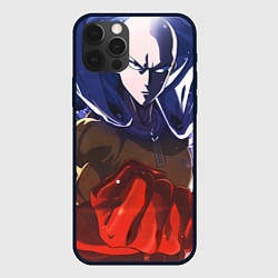 Чехол для iPhone 12 Pro Max One Punch Man Сайтама, цвет: 3D-черный