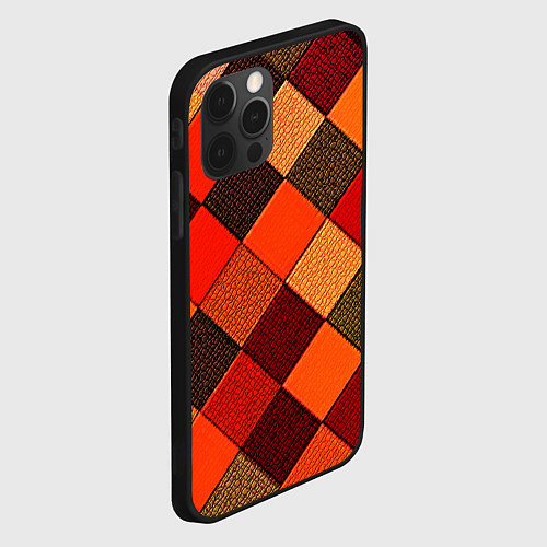 Чехол iPhone 12 Pro Max Шахматка красно-коричневая / 3D-Черный – фото 2