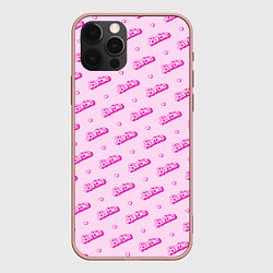 Чехол для iPhone 12 Pro Max Паттерн - Барби и сердечки, цвет: 3D-светло-розовый