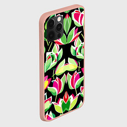 Чехол для iPhone 12 Pro Max Зеркальный паттерн из тюльпанов - мода, цвет: 3D-светло-розовый — фото 2