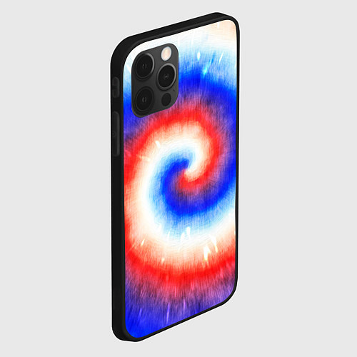 Чехол iPhone 12 Pro Max Тай-дай Российский флаг / 3D-Черный – фото 2