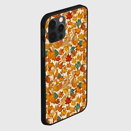 Чехол iPhone 12 Pro Max Осенние листья узор / 3D-Черный – фото 2