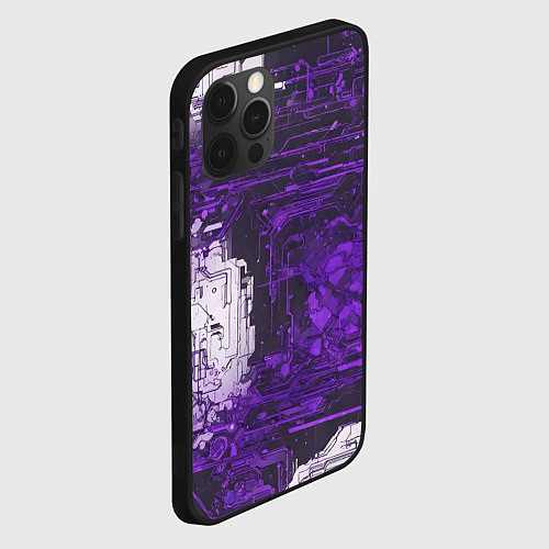Чехол iPhone 12 Pro Max Киберпанк заражение фиолетовое / 3D-Черный – фото 2