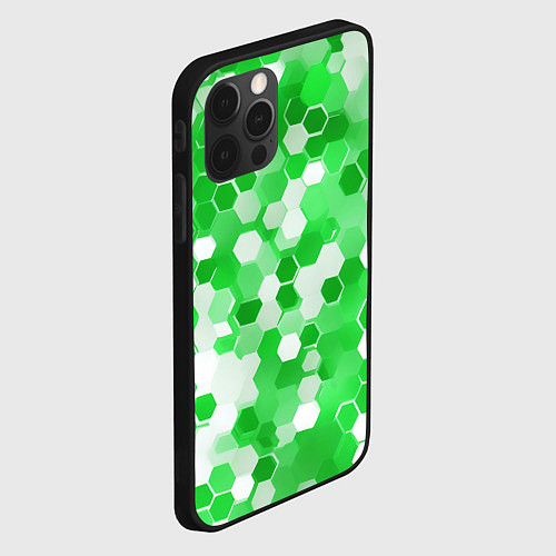 Чехол iPhone 12 Pro Max Кибер Hexagon Зелёный / 3D-Черный – фото 2