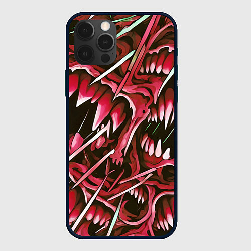 Чехол iPhone 12 Pro Max Красные клыки / 3D-Черный – фото 1