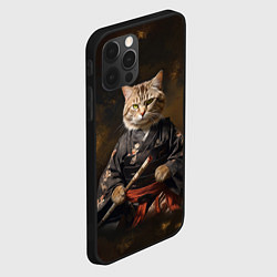 Чехол для iPhone 12 Pro Max Кот самурай на темном фоне, цвет: 3D-черный — фото 2