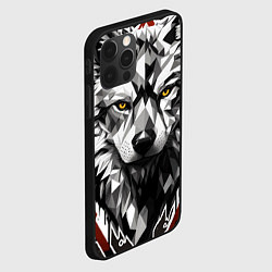 Чехол для iPhone 12 Pro Max Черный волк - полигональная голова зверя, цвет: 3D-черный — фото 2