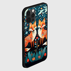 Чехол для iPhone 12 Pro Max Две лисички в стиле фолк арт, цвет: 3D-черный — фото 2