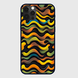 Чехол для iPhone 12 Pro Max Волнистый хаки, цвет: 3D-черный